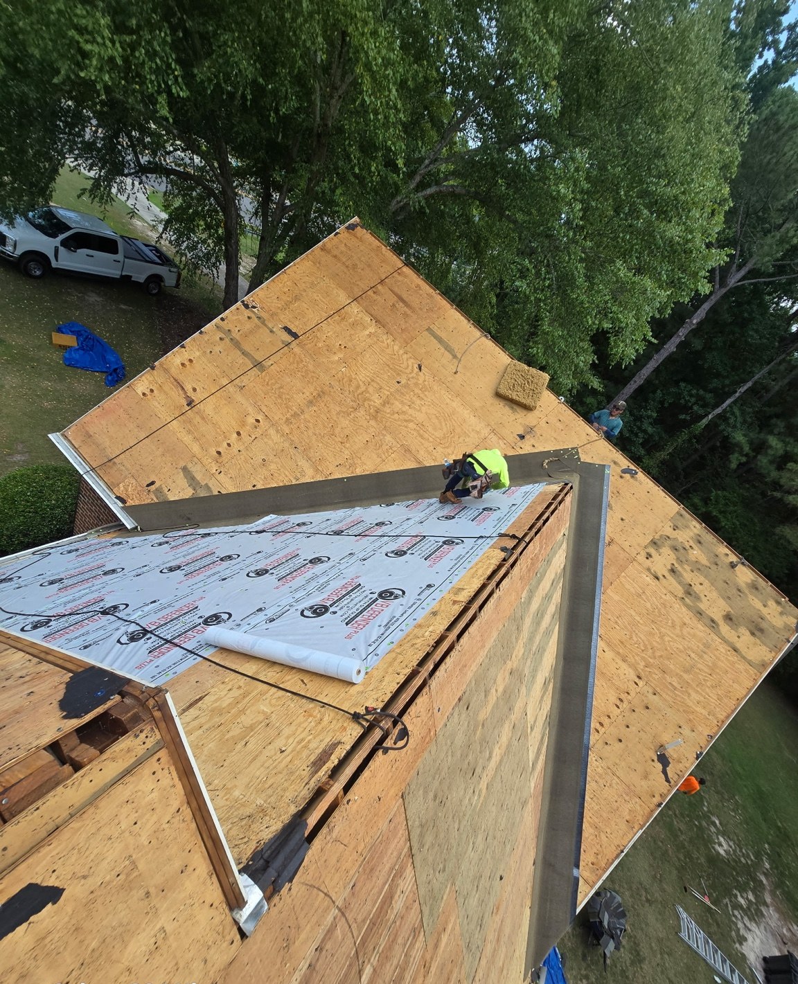 Roof decking exposed during replacement