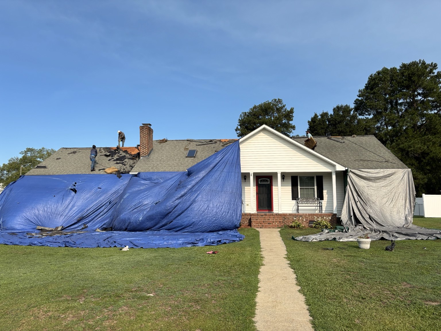 Property protected during roof replacement